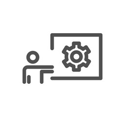 Engineering and gear icon outline and linear symbol.	
