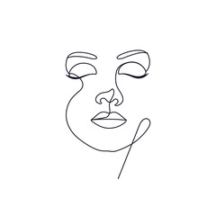 Minimalist female beauty face continues line art drawing  illustration
