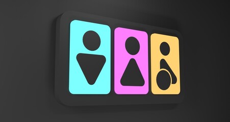 Toilet Sign In Dark Background 3D Rendering