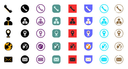 Personal information icon, icon set, symbol set