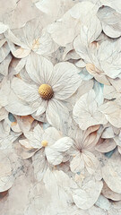 Fototapeta premium White flower background. White flowers illustration. Floral background for greenting or invintation cards. Light flower texture.