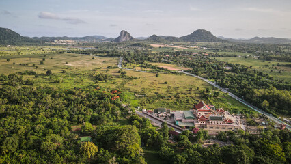 Fototapeta na wymiar The aerial view of temple around Pattaya in Thailand
