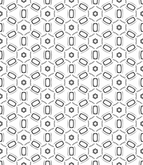 Black and white seamless abstract pattern. Background and backdrop. Grayscale ornamental design. Mosaic ornaments. Vector graphic illustration. EPS10.