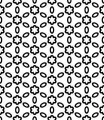 Black and white seamless abstract pattern. Background and backdrop. Grayscale ornamental design. Mosaic ornaments. Vector graphic illustration. EPS10.