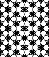 Black and white seamless abstract pattern. Background and backdrop. Grayscale ornamental design. Mosaic ornaments. Vector graphic illustration. EPS10.