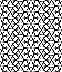 Black and white seamless abstract pattern. Background and backdrop. Grayscale ornamental design. Mosaic ornaments. Vector graphic illustration. EPS10.