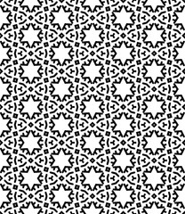 Black and white seamless abstract pattern. Background and backdrop. Grayscale ornamental design. Mosaic ornaments. Vector graphic illustration. EPS10.