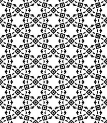 Black and white seamless abstract pattern. Background and backdrop. Grayscale ornamental design. Mosaic ornaments. Vector graphic illustration. EPS10.