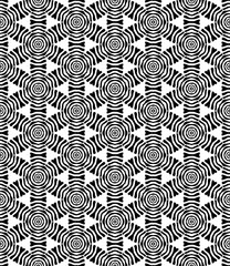 Black and white seamless abstract pattern. Background and backdrop. Grayscale ornamental design. Mosaic ornaments. Vector graphic illustration. EPS10.