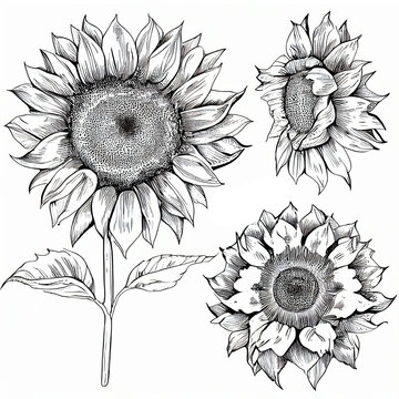 Sunflower Drawing Sketch Outline  
