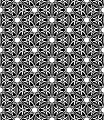 Fototapeta premium Black and white seamless abstract pattern. Background and backdrop. Grayscale ornamental design. Mosaic ornaments. Vector graphic illustration. EPS10.
