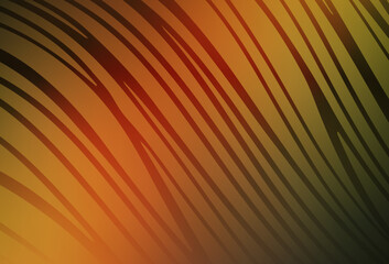Dark Green, Yellow vector texture with curved lines.
