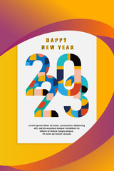Happy new year 2023. Creative concept of 2023 new year with trendy and modern design for card, banner, template, poster, flyer, cover and media post