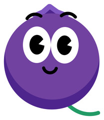 Blueberry face cute with white stroke