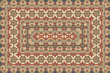 Rich persian red colored carpet ethnic pattern. - 547460727