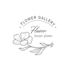 Vector flower logo template. Modern hand drawn line style design. Minimalist drawn floral logo design illustration.