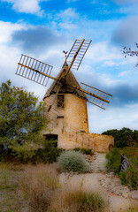 Plakat windmill in the village of the country