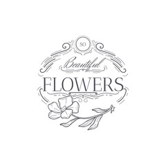 Vector flower logo template. Modern hand drawn line style design. Minimalist drawn floral logo design illustration.
