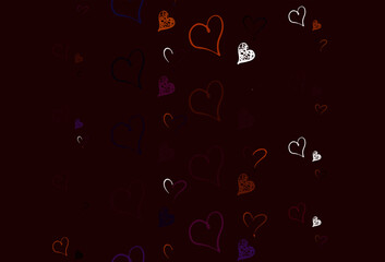 Light Pink, Yellow vector background with hearts.