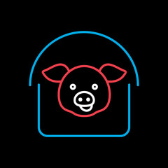Pigsty vector flat icon. Farm animal sign
