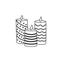 Three candles doodle illustration in vector. Candle doodle illustration in vector. Christmas candles hand drawn illustration. Holidays and New Years theme. 