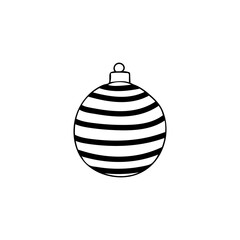 Christmas tree balls illustration. Christmas tree balls hand drawn icon. Christmas tree toy doodle illustration.