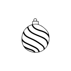 Christmas tree balls illustration. Christmas tree balls hand drawn icon. Christmas tree toy doodle illustration.