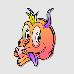 Funny cartoon and comic character faces. Character mascot emotion vector element for illustration