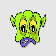 Retro 30s funny cartoon and comic character face vector illustration