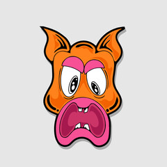 Retro 30s funny cartoon and comic character face vector illustration