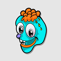 Retro 30s funny comic and cartoon character face. Element of emotion character mascot vector illustration