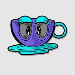 Retro 30s funny comic and cartoon character face. Element of emotion character mascot vector illustration