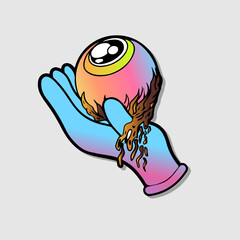 Illustration of funny abstract comic icon with various emotion