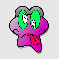 Illustration of funny abstract comic icon with various emotion