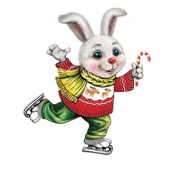 Foto op Aluminium funny cartoon hare symbol of the new year © Liliya