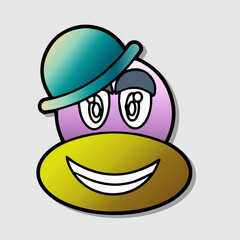 Illustration of funny abstract comic icon with various emotion