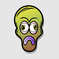 Illustration of funny abstract comic icon with various emotion