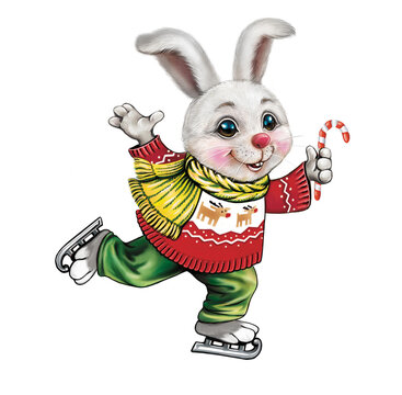funny cartoon hare symbol of the new year