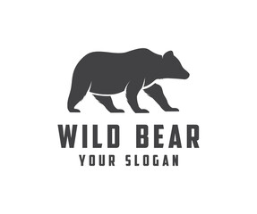 Bear silhouette, icon, modern symbol for graphic and web logo design. Grizzly bear or polar bear silhouette flat for animal wildlife. Wild animal sign vector design and illustration.