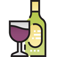 wine filled color line icon