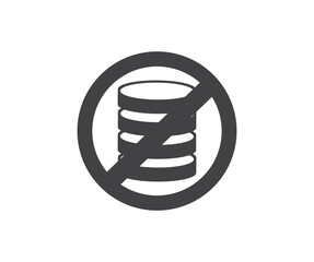 No pay coins, no cash accepted sign logo design. Banking currency sign. Editable stroke. Coins money symbol vector design and illustration.

