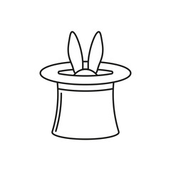Magic hat with rabbit icon. Vector. Line style.	