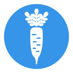Japanese daikon radish with leaf vector glyph icon