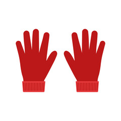 Red winter gloves icon. Vector illustration.