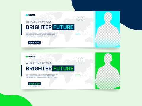 Medical health care web banner and hospital cover or social media cover design template