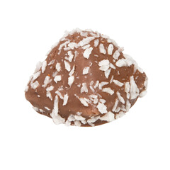 Chocolate bonbon candy sweet with coconut isolated on the white background