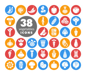 Vegetables outline isolated vector glyph icons set