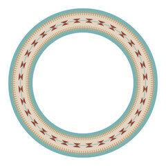 Round ethnic frame. Decorative circle border with tribal design.