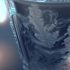 Frosty pattern on glass. AI render.