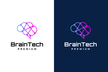 digital brain logo with gradient